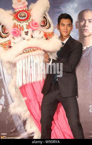 Taiwanese actor Eddie Peng poses during a press conference for his new movie 'Rise of the Legend' in Taipei, Taiwan, 27 November 2014. Stock Photo