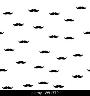 Seamless pattern with black mustaches on white background. Vector illustration - Vector Stock Vector