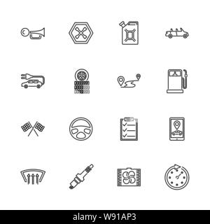 Automobile icons set - Black symbol on white background. Money and Finance Simple Illustration Symbol - lined simplicity Sign. Flat Vector thin line I Stock Vector