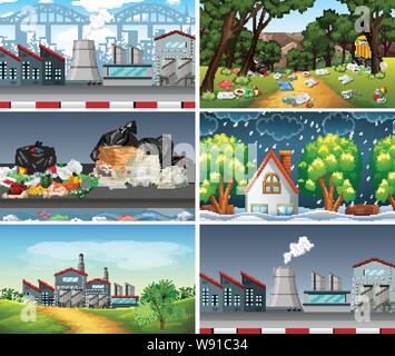 Polluted Scenes Set of polluted scenes illustration Stock Vector Image & Art - Alamy