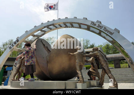 Paju, South Korea. 15th May, 2019. The reunification monument to the 3rd tunnel aggression on the South Korean side on the border with North Korea in the Demilitarized Zone (DMZ). Credit: Peter Gercke/dpa-Zentralbild/ZB/dpa/Alamy Live News Stock Photo