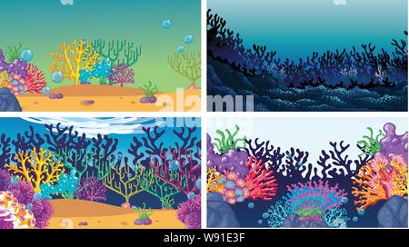 Set of scenes in nature setting illustration Stock Vector