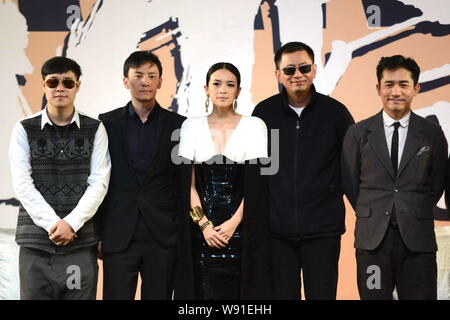 Cast members, from left, Chinese actor Xiao Shenyang, Taiwanese actor Zhang Zhen, Chinese actress Zhang Ziyi, Hong Kong director Wong Kar-wai and Hong Stock Photo