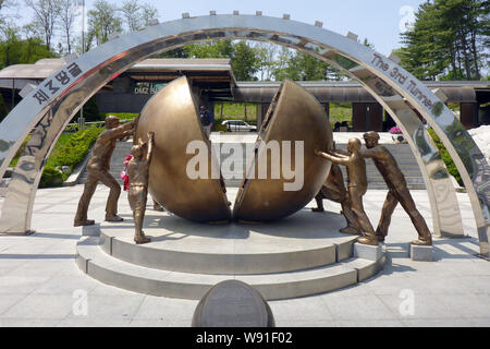 Paju, South Korea. 15th May, 2019. The reunification monument to the 3rd tunnel aggression on the South Korean side on the border with North Korea in the Demilitarized Zone (DMZ). Credit: Peter Gercke/dpa-Zentralbild/ZB/dpa/Alamy Live News Stock Photo