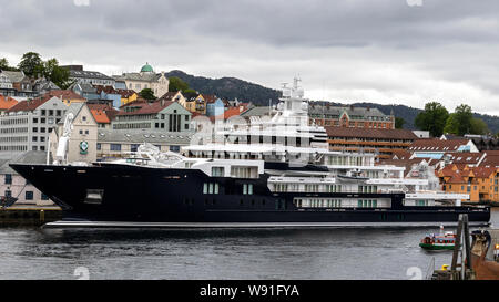 Super yacht Olysses in  the port of Bergen, Norway Stock Photo