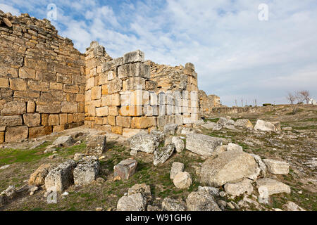 Roman amphitheatre in the ruins of Hierapolis, in Pamukkale, Turkey. Stock Photo