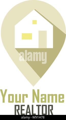 House symbol inside a location symbol. Could be an individual realtor logo, a realty company or for  a building construction business Stock Vector