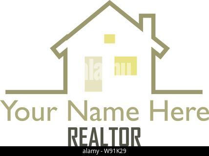 Graphic, linear drawing of a home which could be used for a individual realtor, a realty company or a building construction business logo Stock Vector