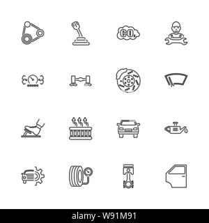 Auto icons set - Black symbol on white background. Money and Finance Simple Illustration Symbol - lined simplicity Sign. Flat Vector thin line Icon - Stock Vector