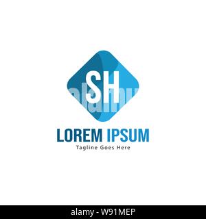 Initial SH logo template with modern frame. Minimalist SH letter logo vector illustration design Stock Vector