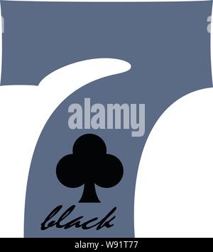 Black seven of diamonds with a stylized font a diamond & the word "black" Stock Vector
