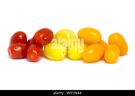 Mixed Grape tomatoes on a white background Stock Photo