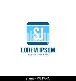Initial SJ logo template with modern frame. Minimalist SJ letter logo vector illustration design Stock Vector