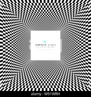 Abstract minimal square black and white illusion background with space of text. Use for texting, template, artwork, cover design. illustration vector Stock Vector