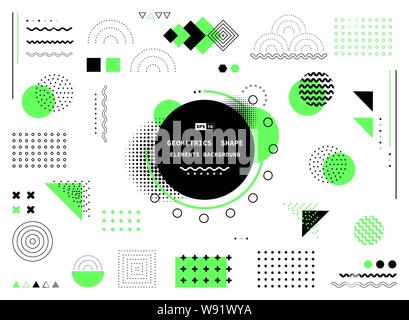 Abstract green and black geometric shape of modern elements cover design. Use for poster, artwork, template design, ad, print. illustration vector Stock Vector