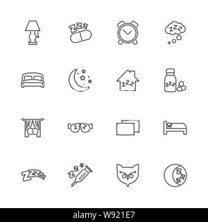 Sleep, Sleeping, Insomnia icons - Black symbol on white background. Simple illustration. Flat Vector Icon. Mirror Reflection. Can be used in logo web Stock Vector
