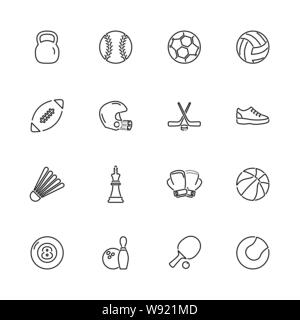 Sport Equipment, Activity Game icons - Black symbol on white background. Simple illustration. Flat Vector Icon. Mirror Reflection. Can be used in logo Stock Vector