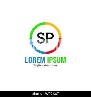 Initial SP logo template with modern frame. Minimalist SP letter logo vector illustration design Stock Vector