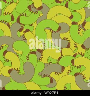 Army pattern seamless Beetle larva. Military Bug caterpillar background. Maggot Protective texture vector. War ornament Stock Vector