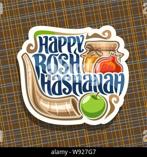 Vector logo for jewish holiday Rosh Hashanah Stock Vector