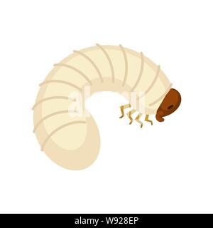 Beetle larva isolated. Bug caterpillar. Maggot vector illustration Stock Vector