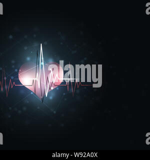 heart pulsating rhythm graph abstract dark red background Stock Photo ...
