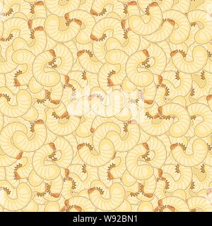 Maggot pattern seamless. Beetle larva background. Insect vector texture Stock Vector