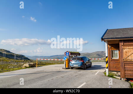 Luster, Sogn og Fordjane, Norway - July 27, 2019: Toll road in Luster National Scenic route Aurlandsfjellet between Aurland and Laerdal in Norway. Stock Photo