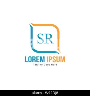 Initial SR logo template with modern frame. Minimalist SR letter logo vector illustration design Stock Vector