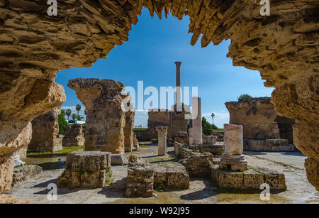 Archaeological Site of Carthage - The Baths of Antoninus or Baths of Carthage in Tunis Stock Photo