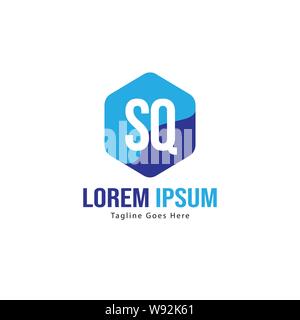 Initial SQ logo template with modern frame. Minimalist SQ letter logo vector illustration design Stock Vector
