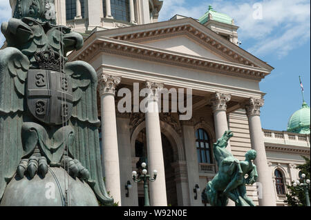 House of the National Assembly of the Republic of Serbia, Nikola Pašić Square, Belgrade, Serbia. Stock Photo