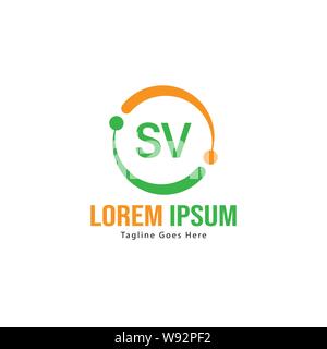Initial SV logo template with modern frame. Minimalist SV letter logo vector illustration design Stock Vector