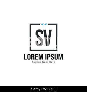 Initial SV logo template with modern frame. Minimalist SV letter logo vector illustration design Stock Vector