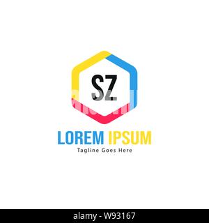 Initial SZ logo template with modern frame. Minimalist SZ letter logo vector illustration design Stock Vector