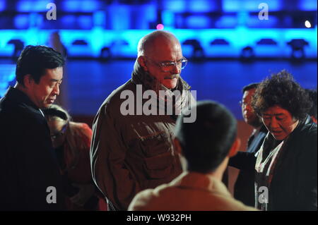 Russian director Nikita Mikhalkov, front center, attends the 3rd Beijing International Film Festival as a judge in Beijing, China, 16 April 2013. Stock Photo
