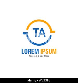 Initial TA logo template with modern frame. Minimalist TA letter logo vector illustration design Stock Vector