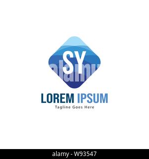 Initial SY logo template with modern frame. Minimalist SY letter logo vector illustration design Stock Vector
