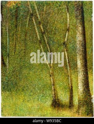 Georges Seurat, The Forest at Pontaubert, landscape painting, 1881 Stock Photo