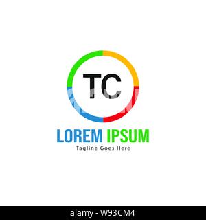 Initial TC logo template with modern frame. Minimalist TC letter logo vector illustration design Stock Vector