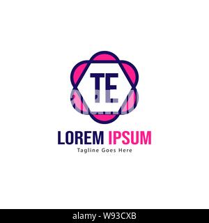 Initial TE logo template with modern frame. Minimalist TE letter logo vector illustration design Stock Vector