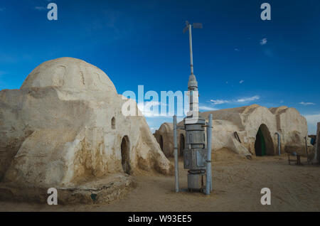 Star wars set up decor for the movie. Sahara desert, Tunisia. Stock Photo