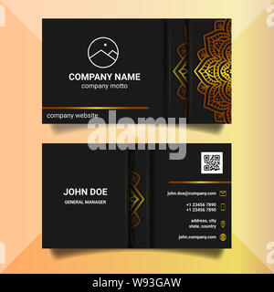 Luxury business card design template with golden mandala Stock Photo