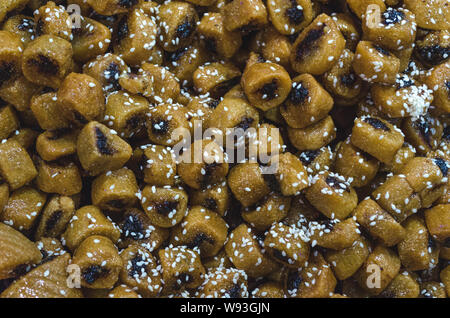 Makroudh, Algerian and Tunisian traditional sweet pastry filled with dates and nuts or almond paste Stock Photo