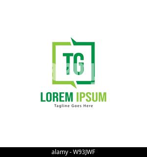 Initial TG logo template with modern frame. Minimalist TG letter logo vector illustration design Stock Vector
