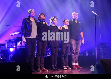 Members of Swedish rock band The Cardigans perform at their concert in Shanghai, China, 30 November 2013. Stock Photo