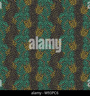 seamless vector striped organic pattern with wines and leaves Stock Vector