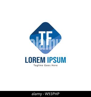 Initial TF logo template with modern frame. Minimalist TF letter logo vector illustration design Stock Vector