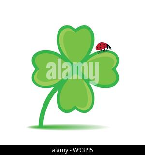 ladybug on cloverleaf on white background vector illustration EPS10 Stock Vector