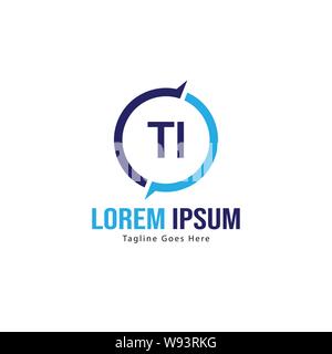 Initial TI logo template with modern frame. Minimalist TI letter logo vector illustration design Stock Vector